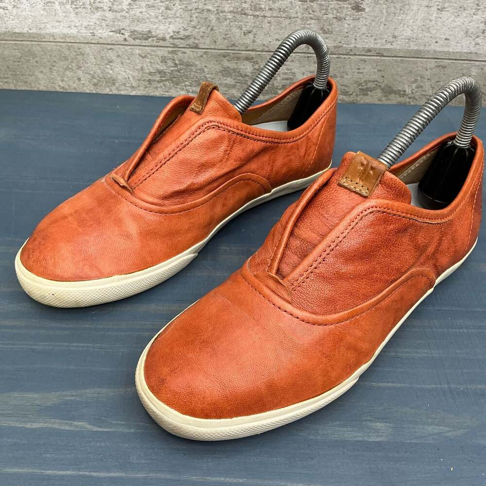 Frye Maya CVO Leather Slip-On Sneakers in Sunset Orange Men’s US 7.5